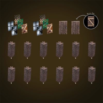 Rustic Wood - Narrow Walls & Posts (Unpainted)