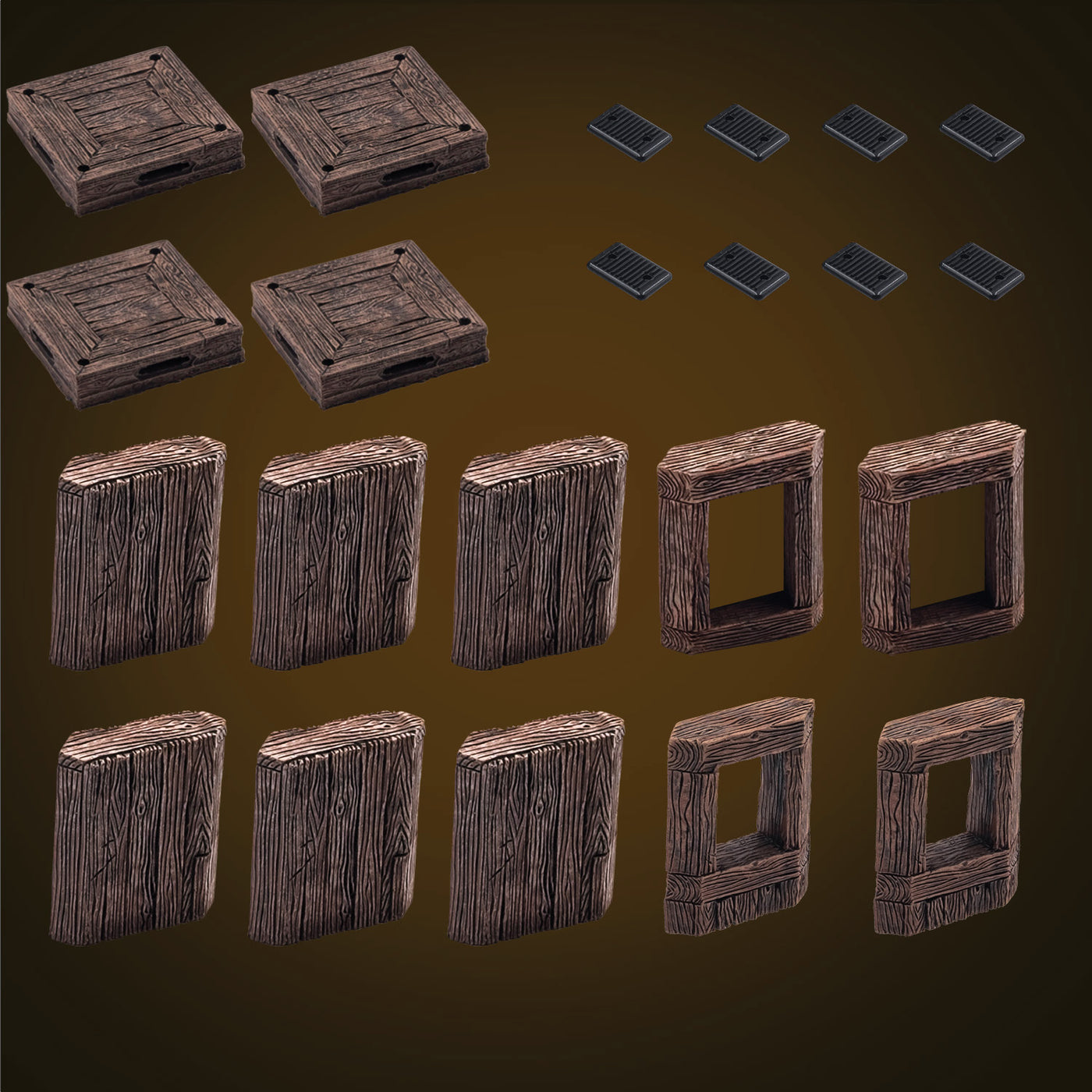 Rustic Wood - Narrow Walls & Posts (Unpainted)