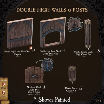 Rustic Wood - Double High Walls & Posts (Unpainted)