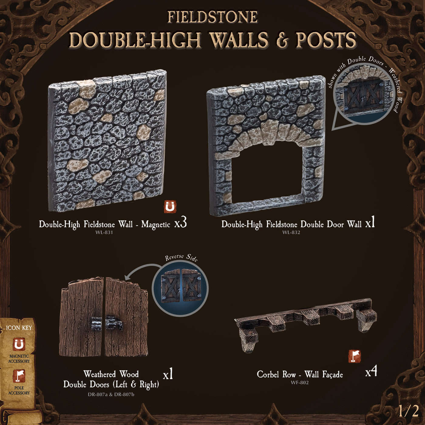 Fieldstone - Double High Walls & Posts (Painted)