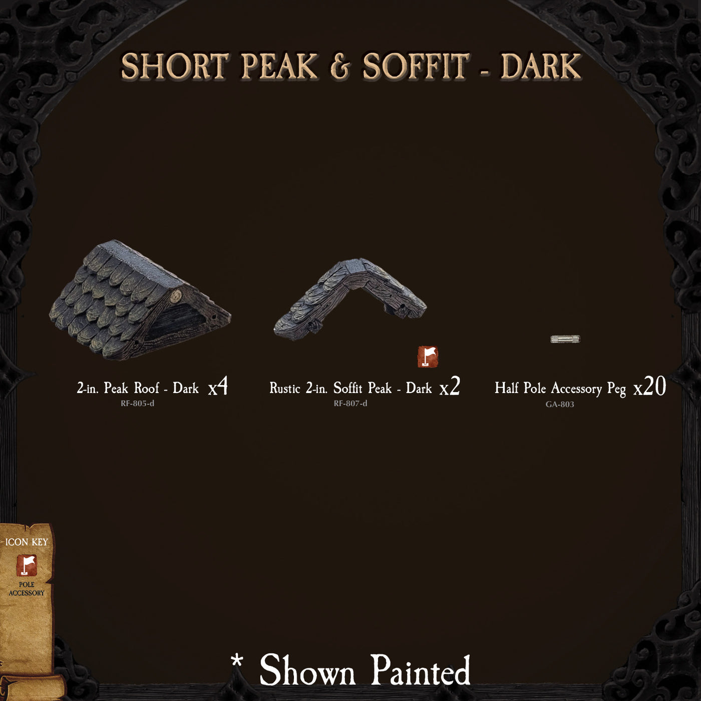 Modular Roof - Short Peak & Soffit - Dark (Unpainted)