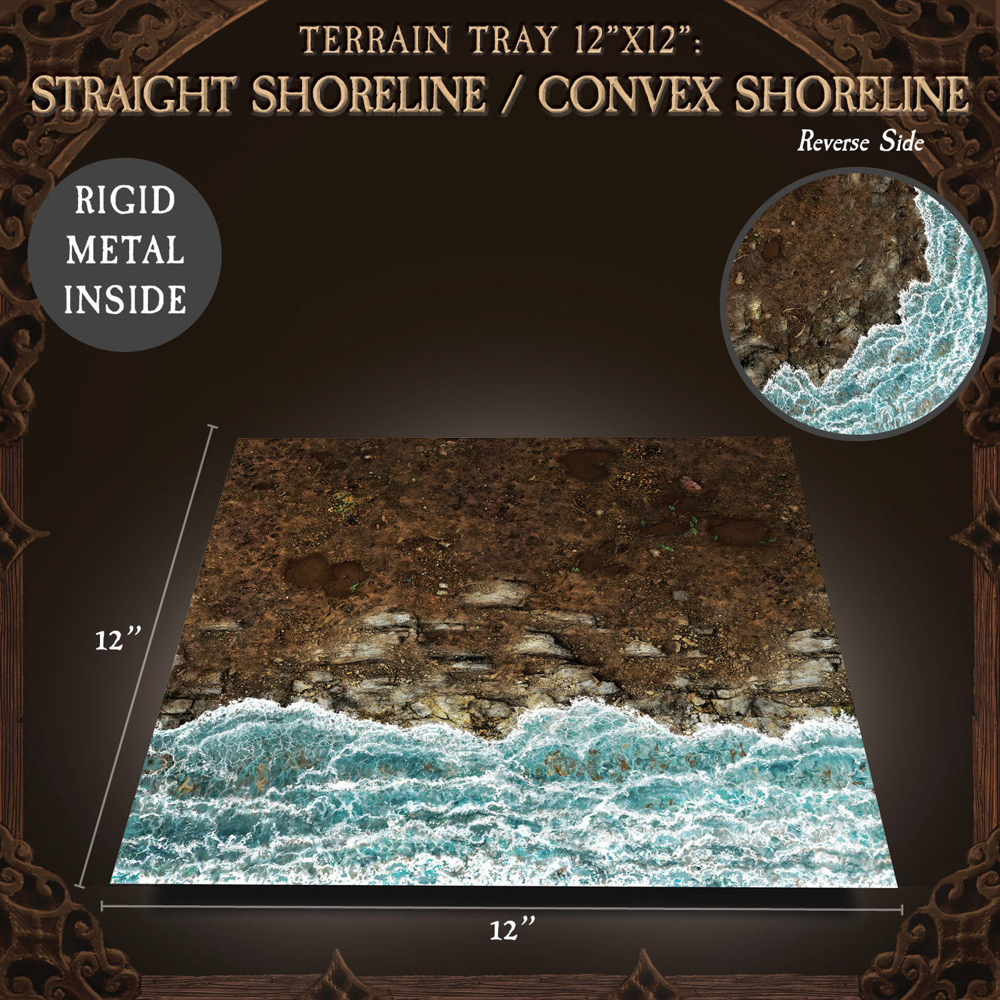 Terrain Tray Single 12"x12": Straight Shoreline/Convex Shoreline