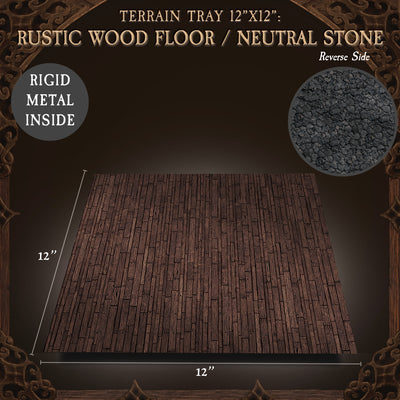 Terrain Tray Single 12"x12": Rustic Wood Floor/Neutral Stone