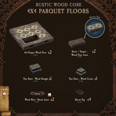 Rustic Wood Core - 4x4 Parquet Floors (Painted)