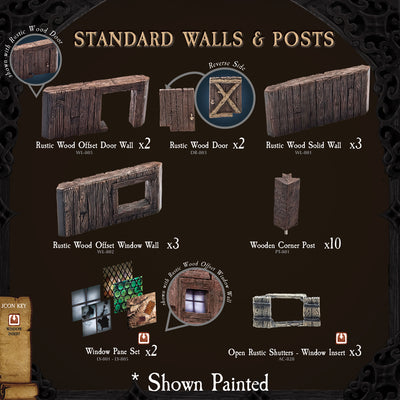 Rustic Wood Core - Standard Walls & Posts (Unpainted)