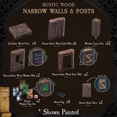 Rustic Wood - Narrow Walls & Posts (Unpainted)
