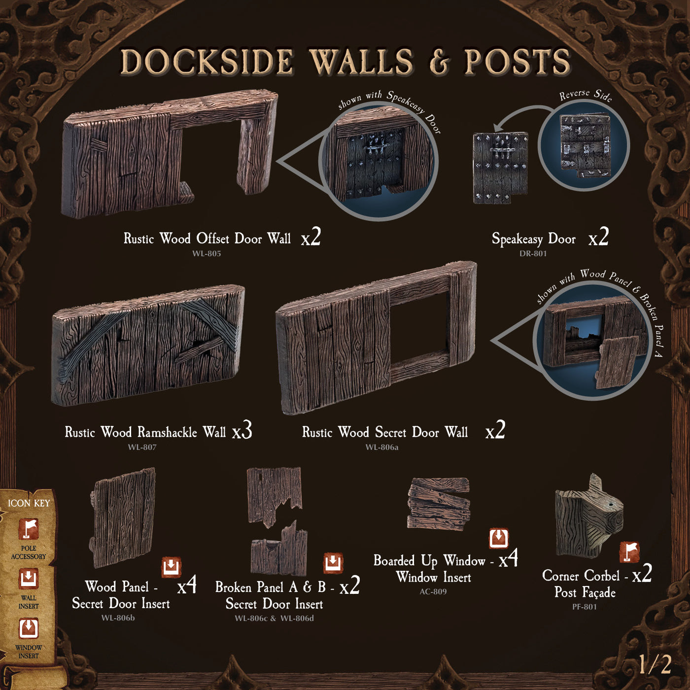 Rustic Wood Core - Dockside Walls & Posts (Painted)