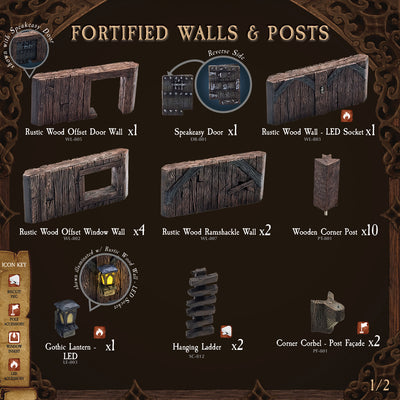 Rustic Wood Core - Fortified Walls & Posts (Painted)