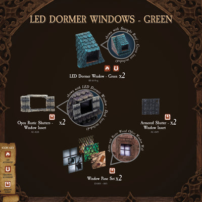LED Dormer Windows - Green (Painted)