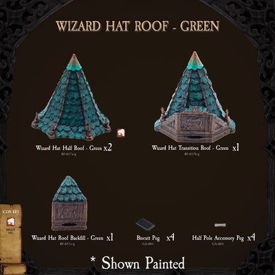 Wizard Hat Roof - Green (Unpainted)