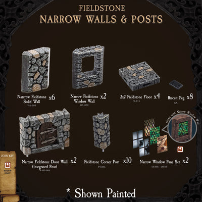 Fieldstone - Narrow Walls & Posts (Painted) OBSOLETE SET