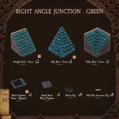 Modular Roof - Right Angle Junction - Green (Painted)